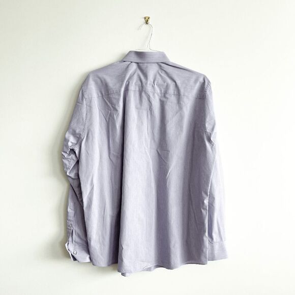 Calvin Klein Mens Casual Button Down Long Sleeve Plain Purple Size 17 Neck - Picture 2 of 8
